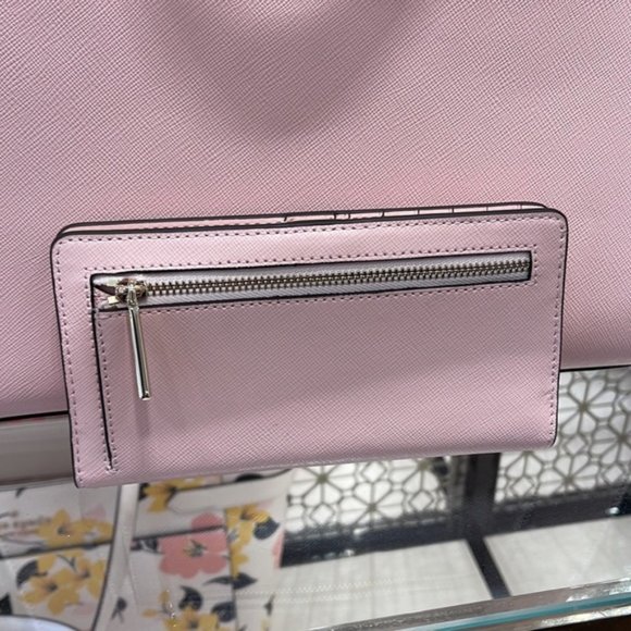 Kate Spade Staci Medium Satchel & Staci Large Slim Bifold Wallet Chalk Pink - Picture 13 of 16